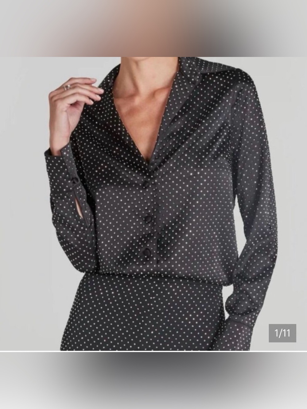 Nadine Merabi Kira studded satin blouse